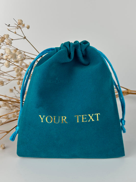 50 pcs 4x5 in Custom Logo Turquoise Velvet Jewelry Bags: Personalized Drawstring Pouch