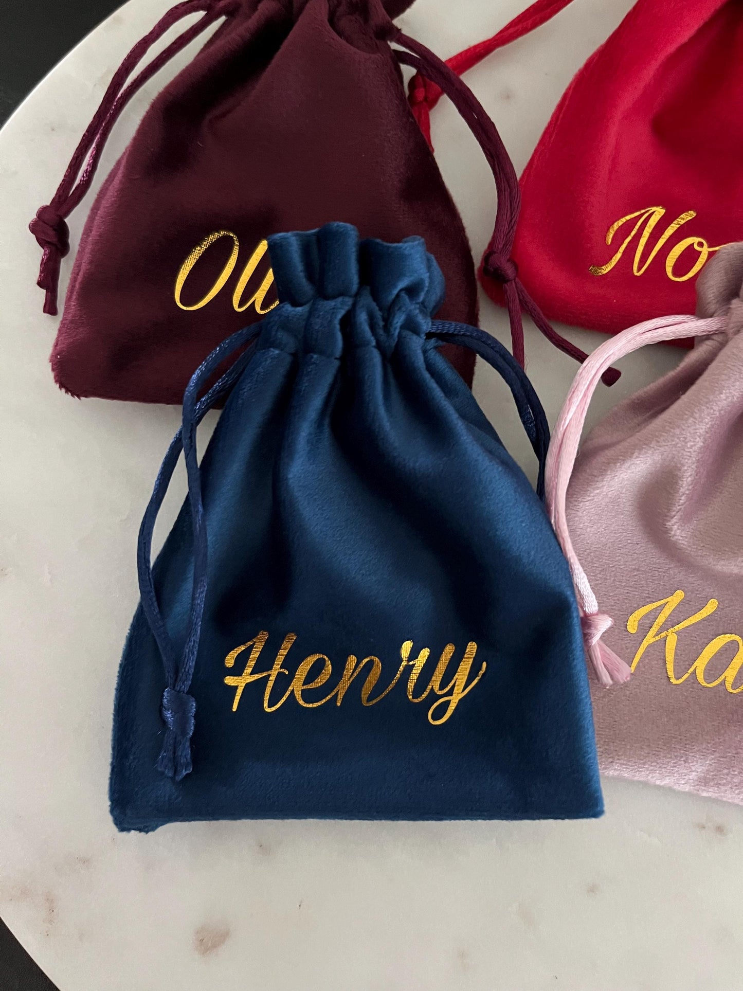 Personalized 4×5 Velvet Drawstring Bag – Custom Jewelry Pouch for Bridesmaids