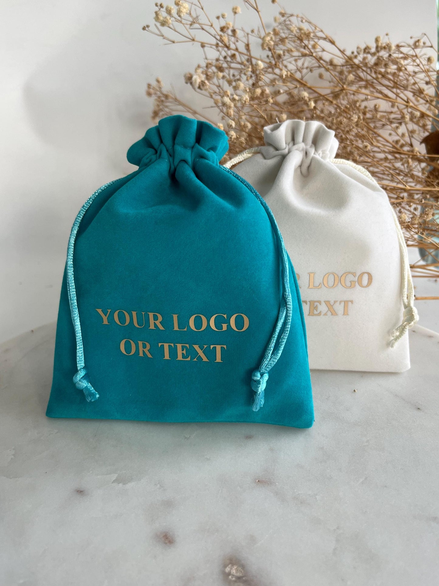 5x6 in 50 pcs Custom Logo Velvet Drawstring Pouch: Personalized Favor Bags