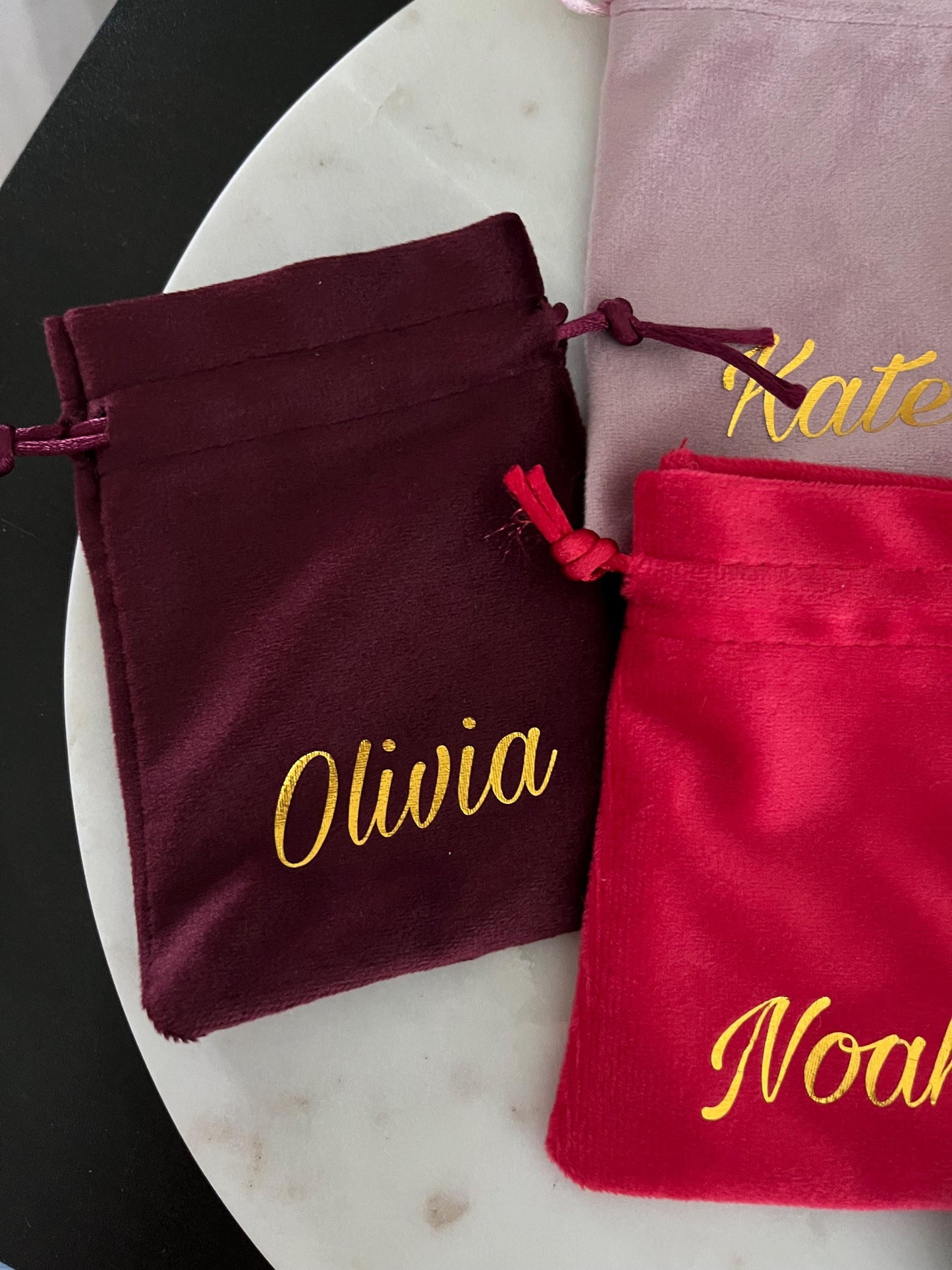 Personalized 4×5 Velvet Drawstring Bag – Custom Jewelry Pouch for Bridesmaids