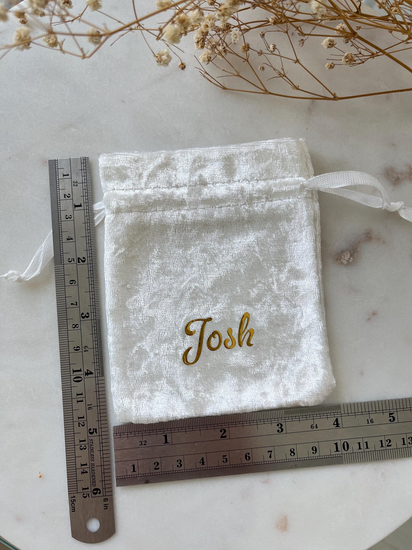 Personalized Velvet Drawstring Bag: Custom Name Jewelry Pouch