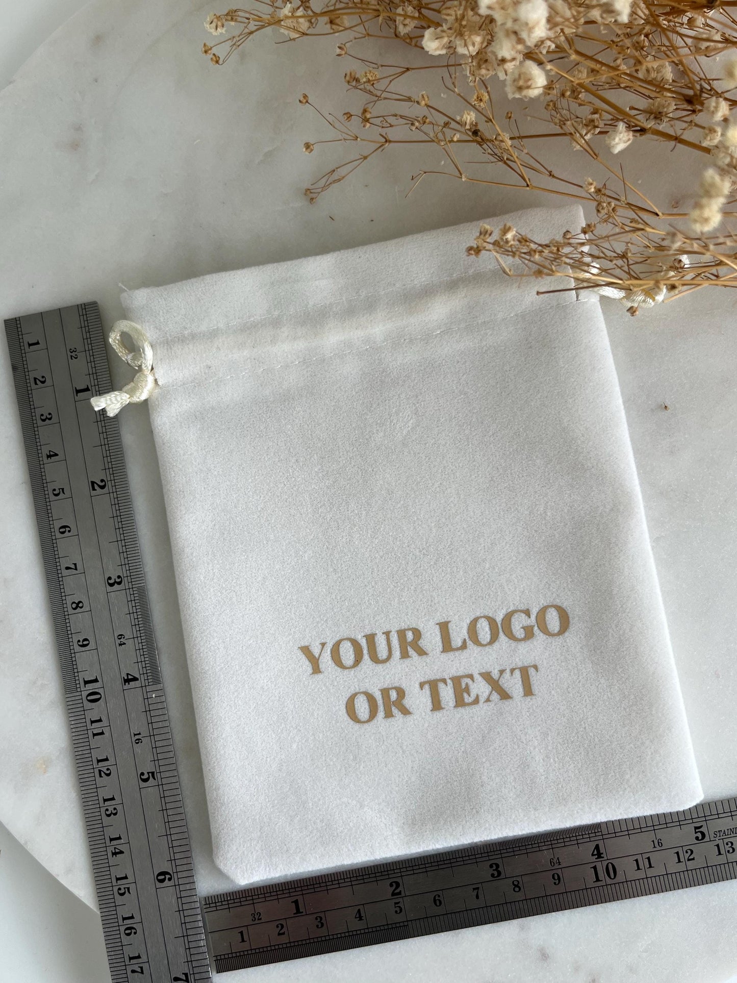 5x6 in 50 pcs Custom Logo Velvet Drawstring Pouch: Personalized Favor Bags
