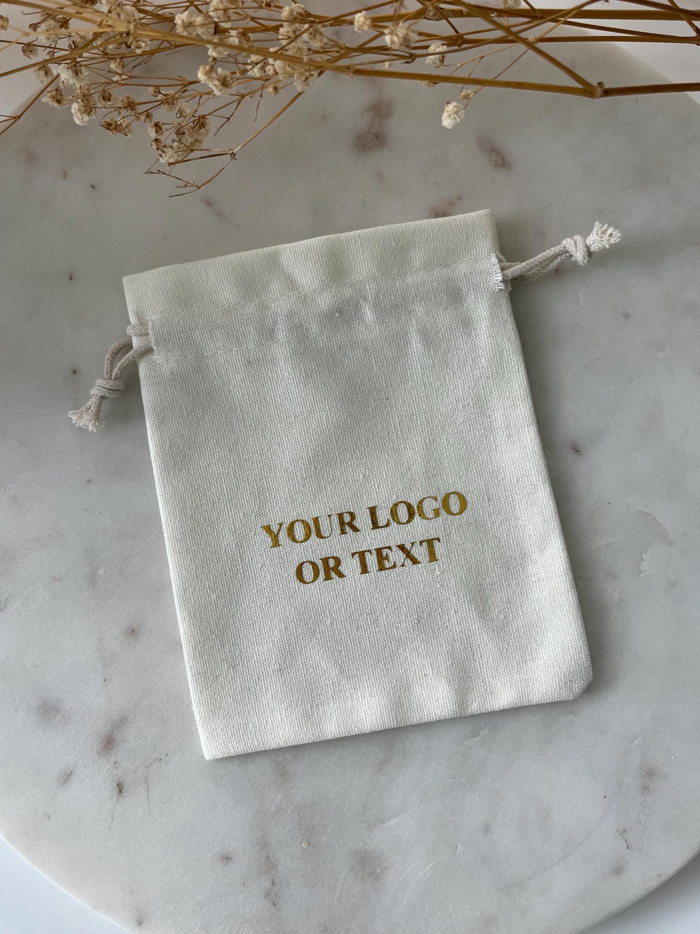 50 Pcs Custom Logo Cotton Drawstring Bags: Eco-Friendly Favor Pouches