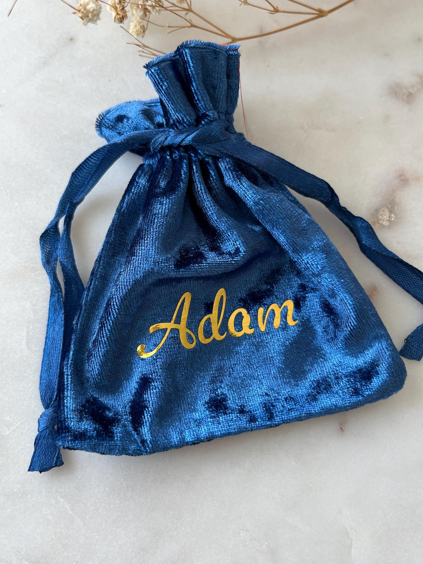 Personalized Velvet Drawstring Bag: Custom Name Jewelry Pouch
