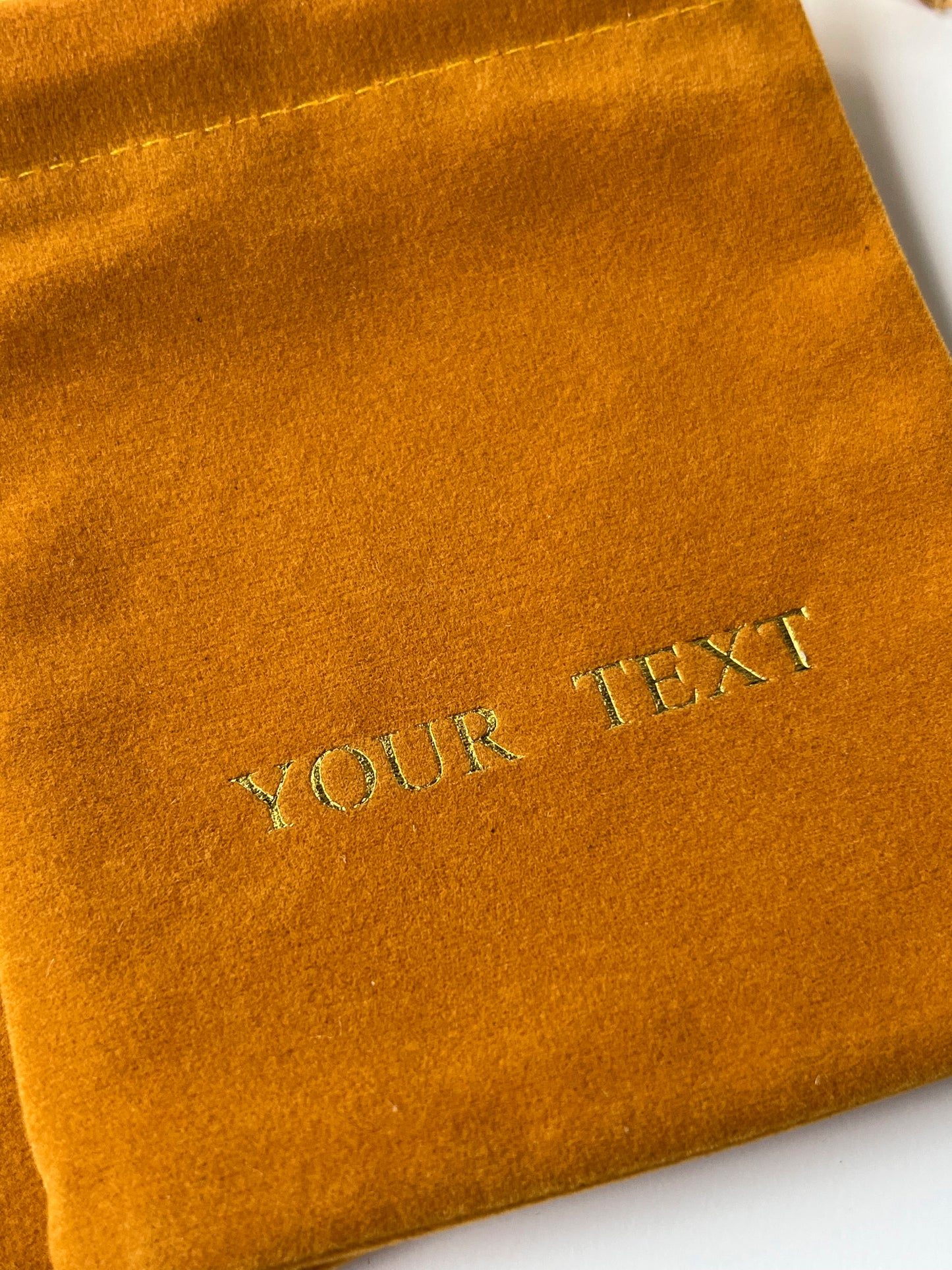50 pcs 4x5 in Mustard Velvet Custom Text Jewelry Bags: Personalized Drawstring Pouch