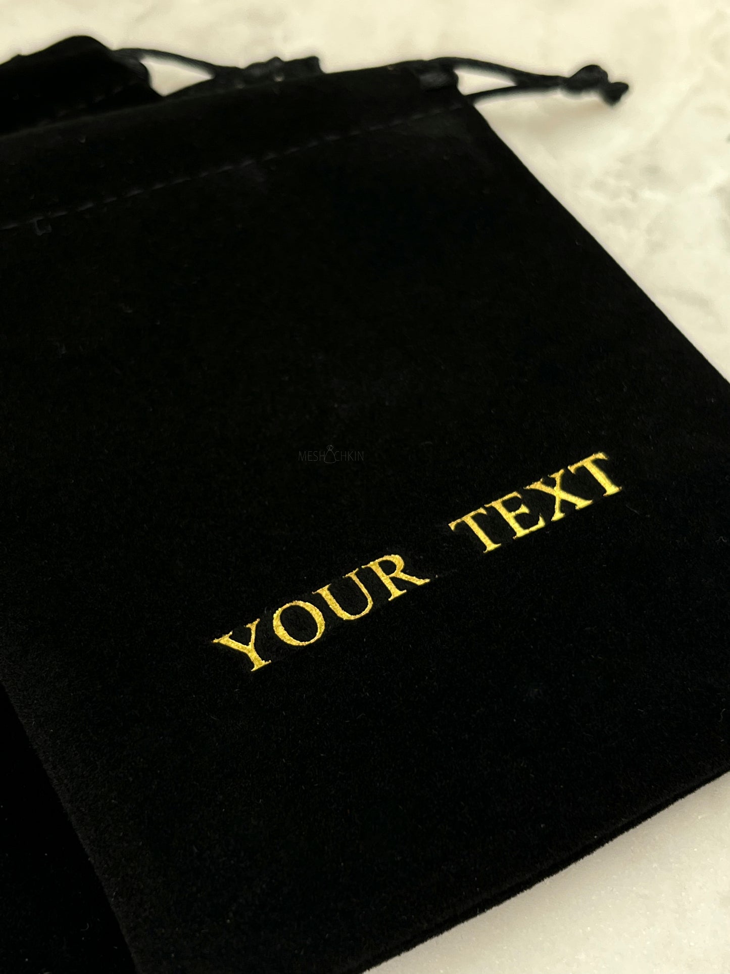 50 pcs 4x5 in Black Velvet Custom Text Jewelry Bags: Personalized Drawstring Pouch