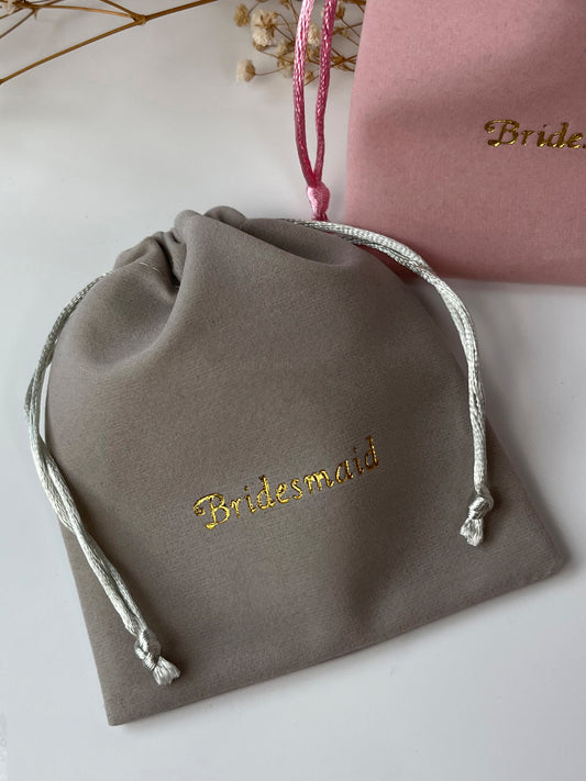 50 pcs 4x5 in Grey Velvet Custom Text Jewelry Bags: Personalized Drawstring Pouch