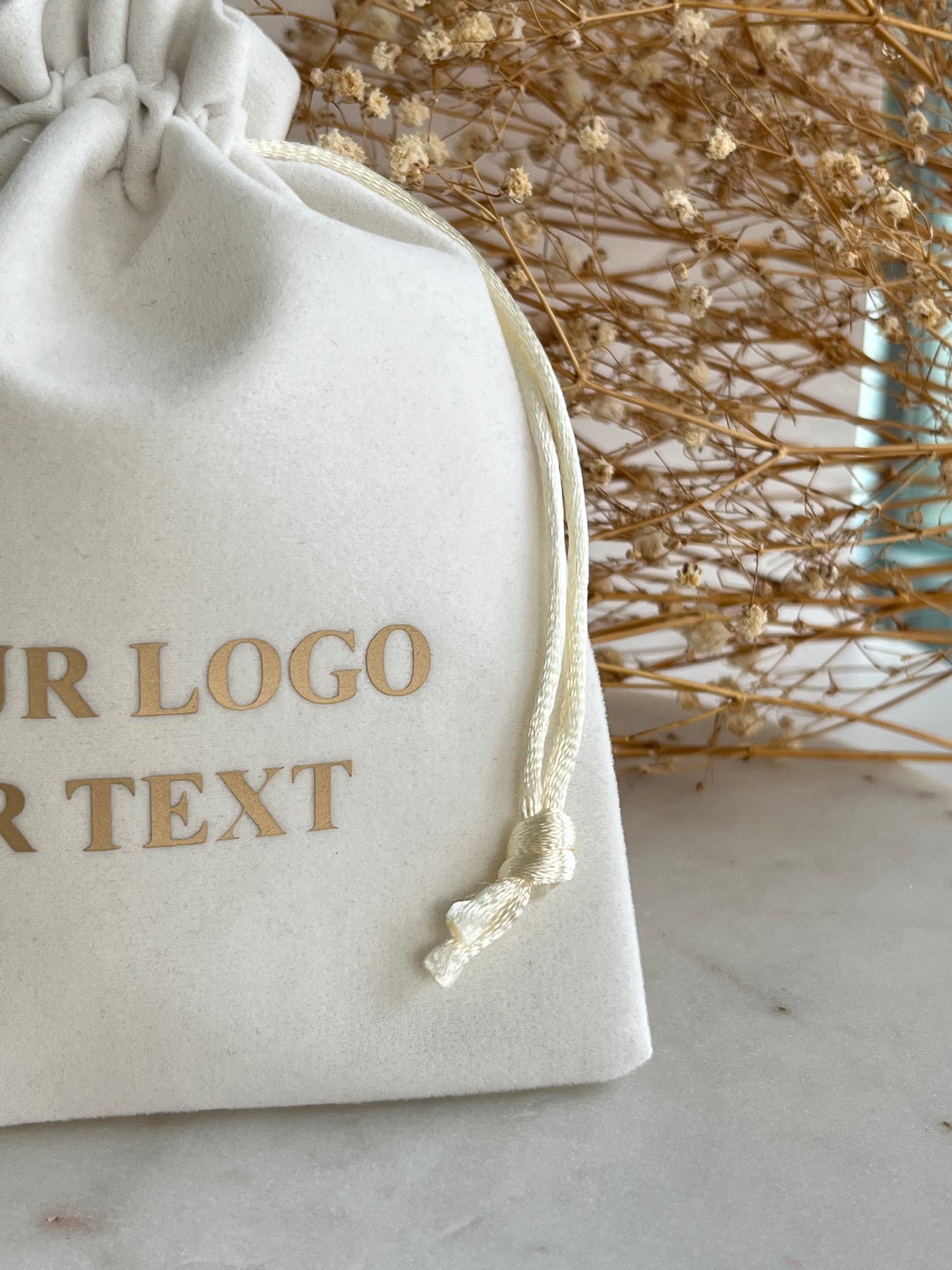 5x6 in 50 pcs Beige Velvet Pouches, Velvet Pouches , Wedding Favor, Jewelry Gift Bags, Custom Text Mini Bags, Custom Logo Drawstring Bag