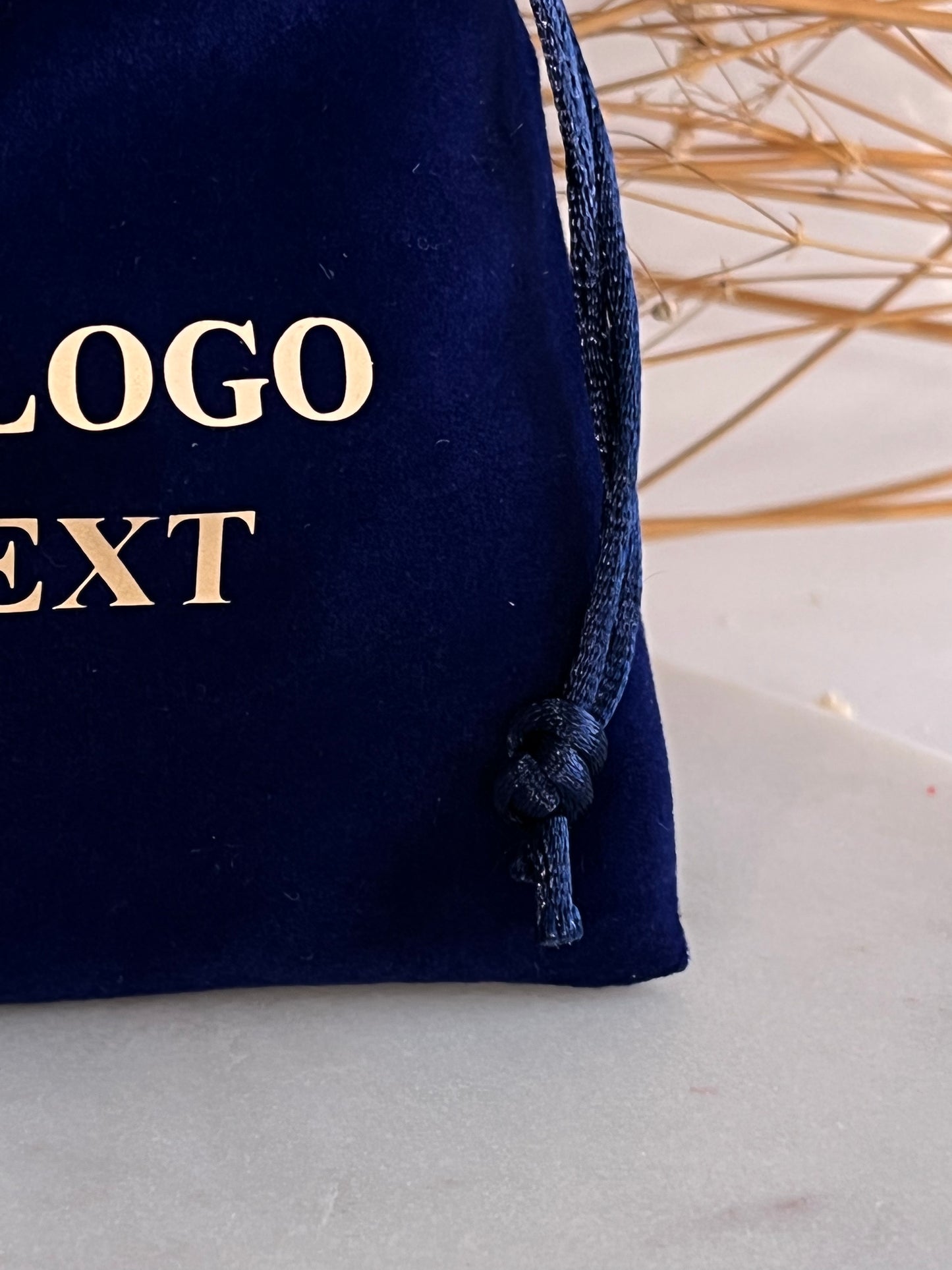 5x6 in 50 pcs Custom Logo Custom Royal  Blue Logo Velvet Drawstring Bag: Personalized Jewelry Pouch