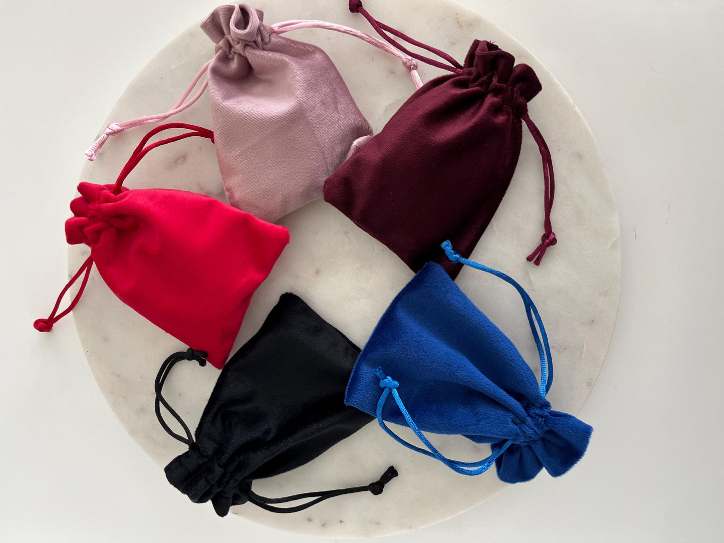 50 pcs Custom Velvet Drawstring Gift Pouches: Bridesmaid Jewelry Bags, 4x5 in