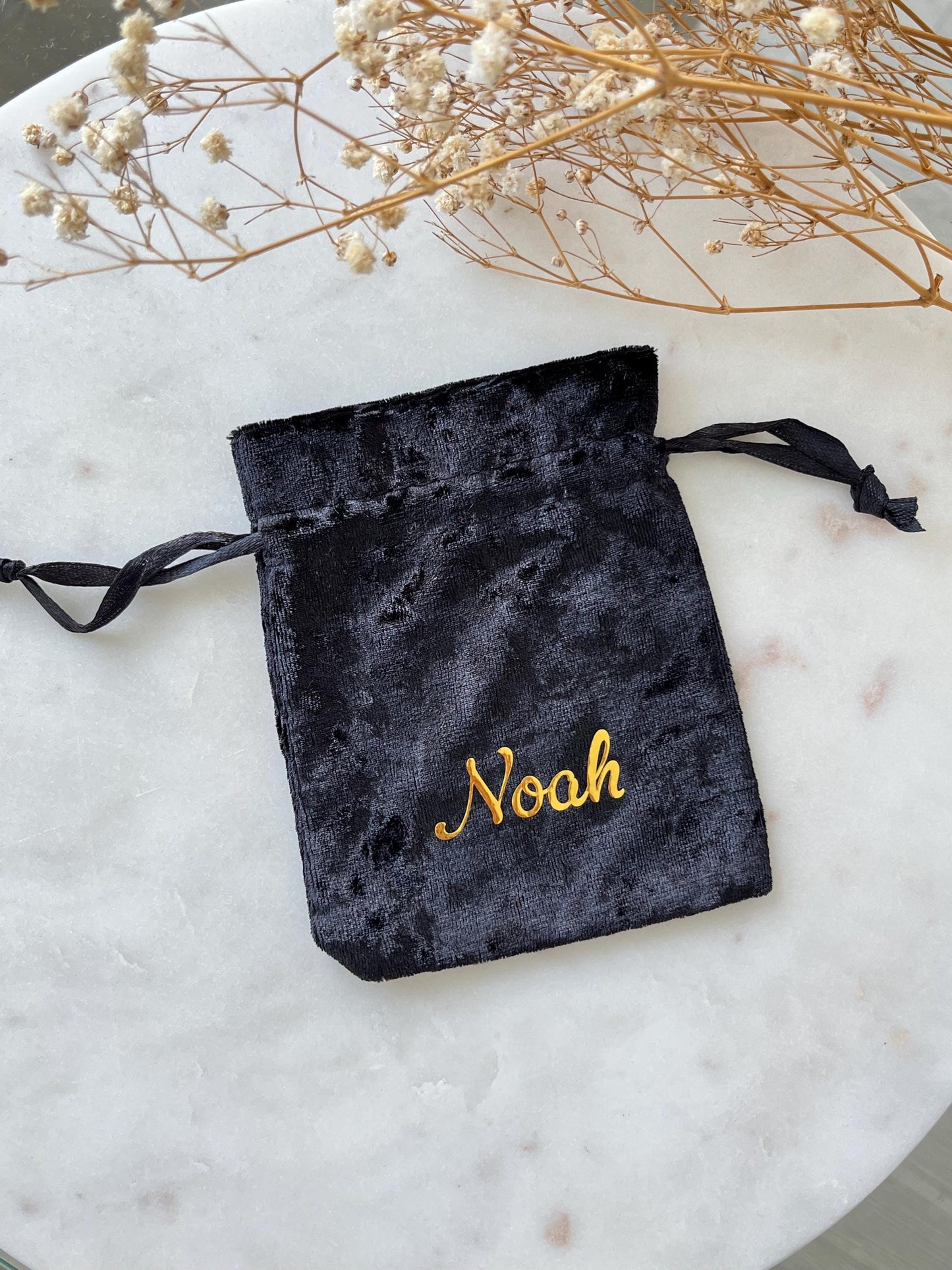 Personalized Velvet Drawstring Bag: Custom Name Jewelry Pouch