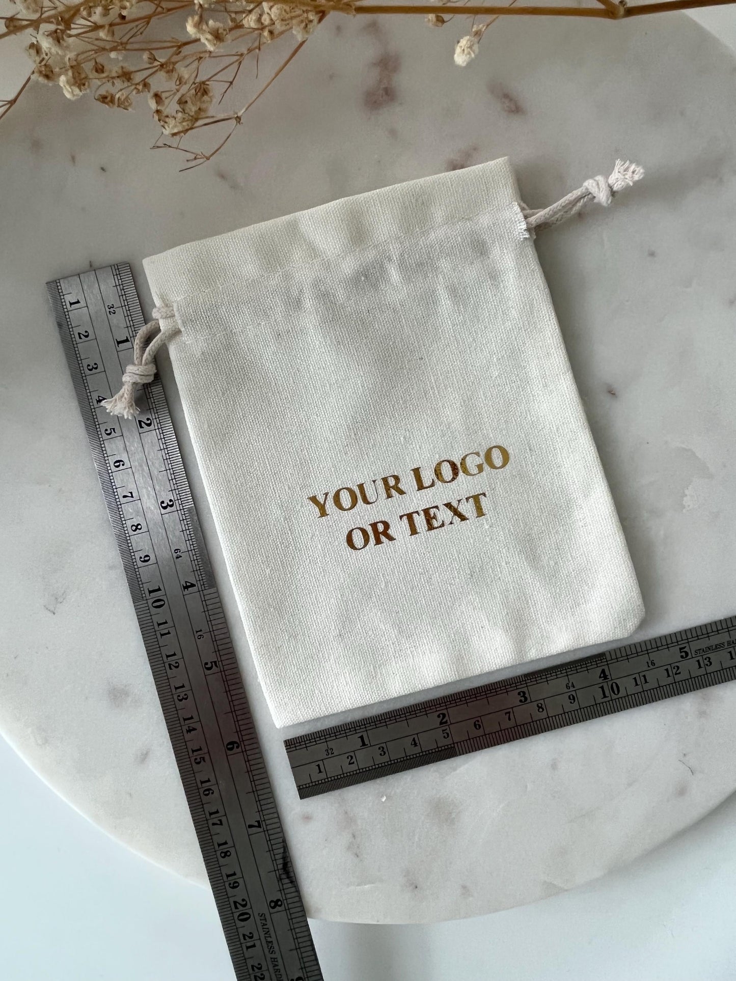 50 Pcs Custom Logo Cotton Drawstring Bags: Eco-Friendly Favor Pouches
