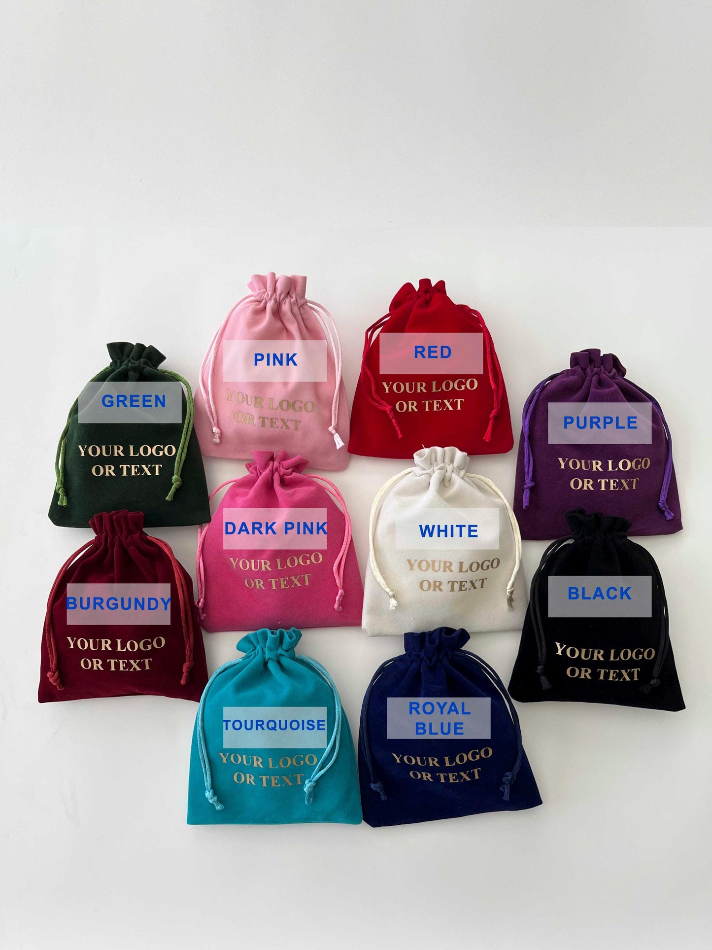 5x6 in 50 pcs Custom Logo Dark Pink Velvet Drawstring Pouch: Personalized Favor Bags