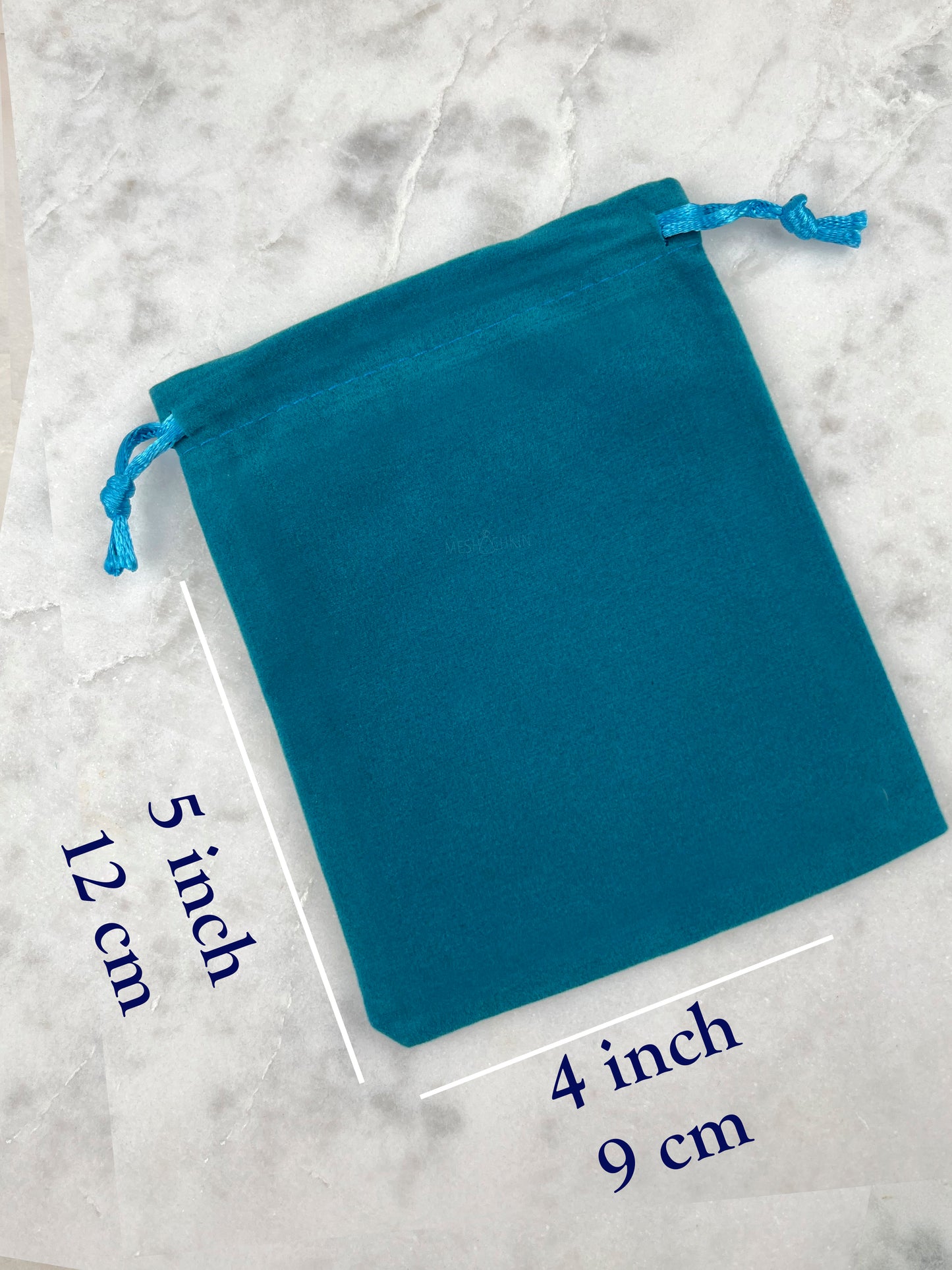 50 pcs 4x5 in Custom Logo Turquoise Velvet Jewelry Bags: Personalized Drawstring Pouch